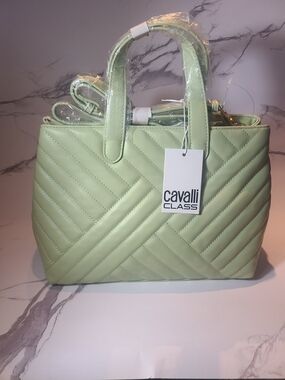 Cavalli Class Quilted Satchel in Sage Green
